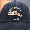 Tiny Fist, Big Love - Family Personalized Custom Vintage Washed Denim Baseball Cap - Father's Day, Gift For Dad, Grandpa