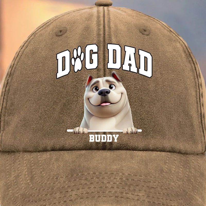 Custom Vintage Washed Denim Baseball Cap - Personalized Birthday Gifts For Dog Lovers, Dog Dad And Mom - My Best Friend Has Fur
