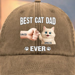 Custom Name Best Cat Dad Gifts for Cat Lovers - Personalized Washed Baseball Cap