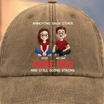 Custom Couple Anniversary Gifts - Personalized Washed Baseball Cap