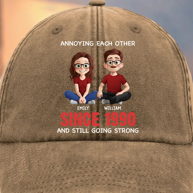 Custom Couple Anniversary Gifts - Personalized Washed Baseball Cap