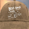 Hands Down, World's Best Dad - Family Personalized Custom Vintage Washed Denim Baseball Cap - Father's Day, Gift For Dad, Grandpa, Family Members
