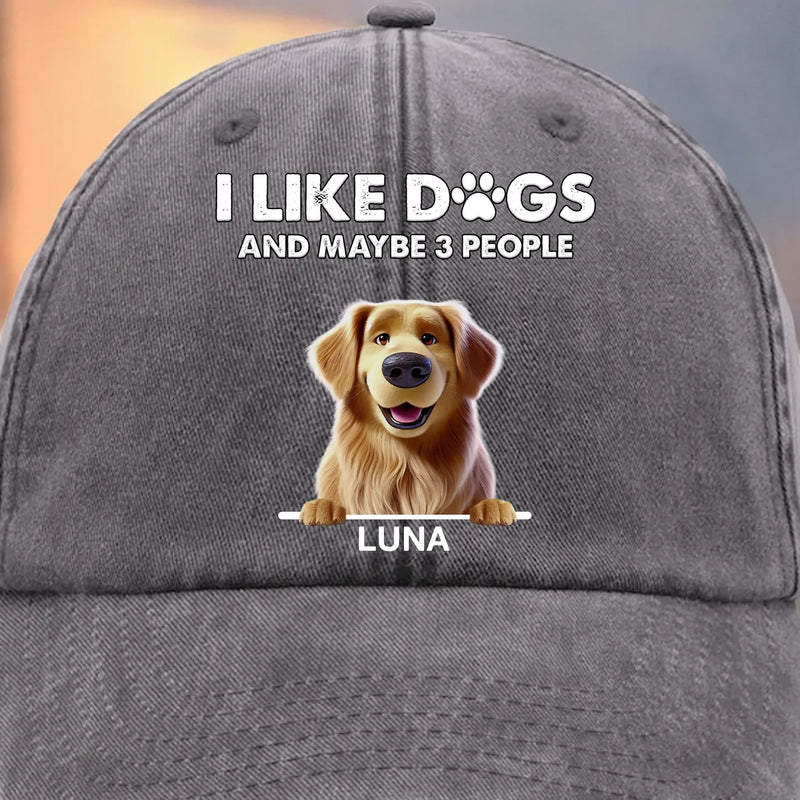 Custom Vintage Washed Denim Baseball Cap - Personalized Birthday Gifts For Dog Lovers, Dog Dad And Mom - Dog Dad Squad