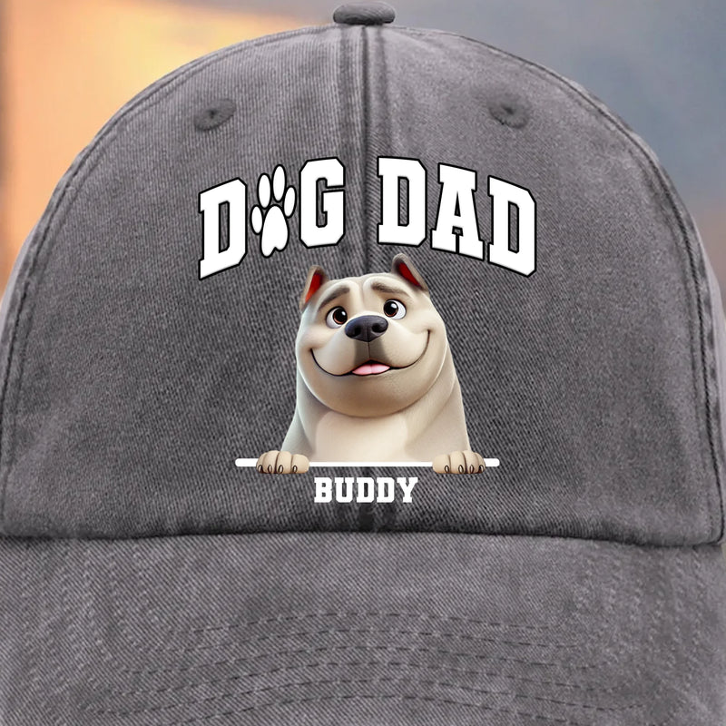 Custom Vintage Washed Denim Baseball Cap - Personalized Birthday Gifts For Dog Lovers, Dog Dad And Mom - My Best Friend Has Fur