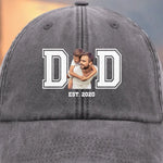 Custom Photo Father Gifts - Personalized Washed Baseball Cap