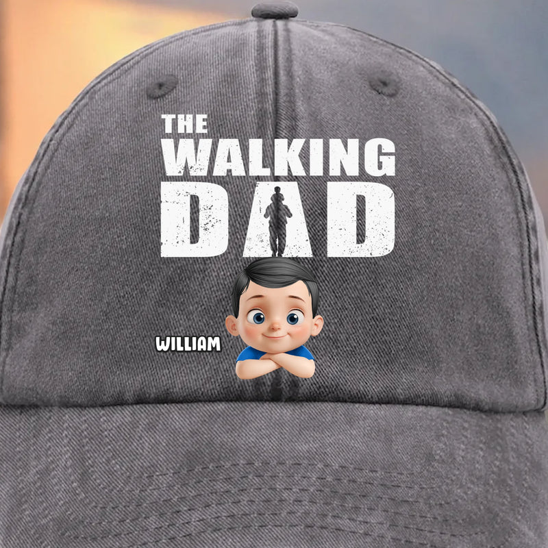The Stroll Is Real - Family Personalized Custom Vintage Washed Denim Baseball Cap - Father's Day, Gift For Dad