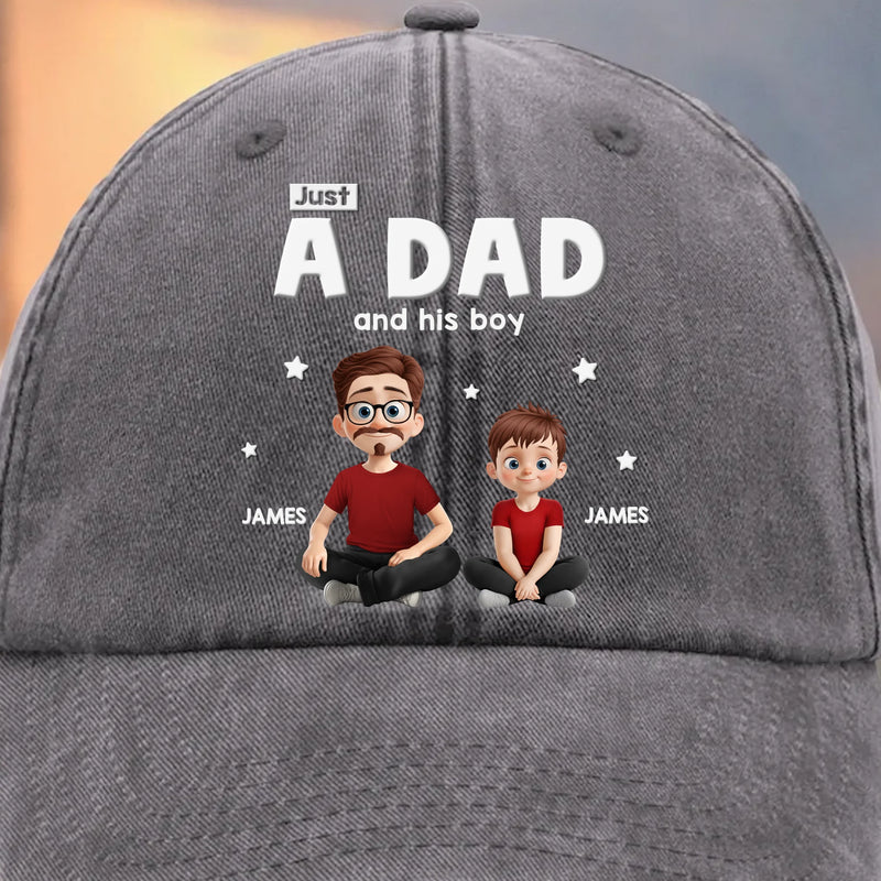 Custom Vintage Washed Denim Baseball Cap - Personalized Birthday Gifts For Dad - Dad and His Crew
