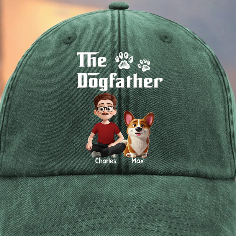 Custom Vintage Washed Denim Baseball Cap - Personalized Birthday Gifts For Dog Cat Lovers, Dog Dad And Mom, Cat Owners - Don’t Mess With The Dogfather