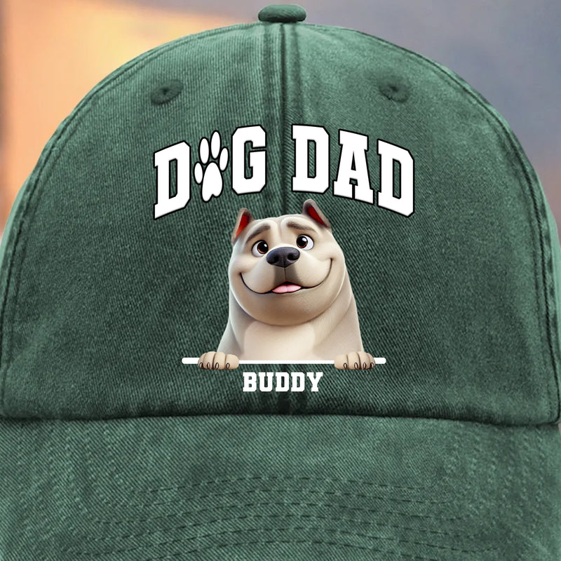 Custom Vintage Washed Denim Baseball Cap - Personalized Birthday Gifts For Dog Lovers, Dog Dad And Mom - My Best Friend Has Fur