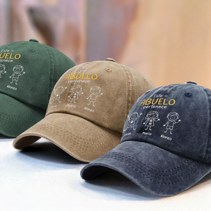 Gorra de Béisbol Personalizada de Mezclilla Vintage Lavada – Regalos de Cumpleaños Personalizados para Papá, Abuelo – Este Abuelo Pertenece