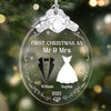 Custom Glass Ornament - Personalized Anniversary Christmas Wedding Gifts For Husband And Wife, Him And Her - Married And Merry Together