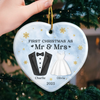 Custom Ceramic Ornament - Personalized Anniversary Christmas Wedding Gifts For Husband And Wife, Him And Her - Our First Chapter As One