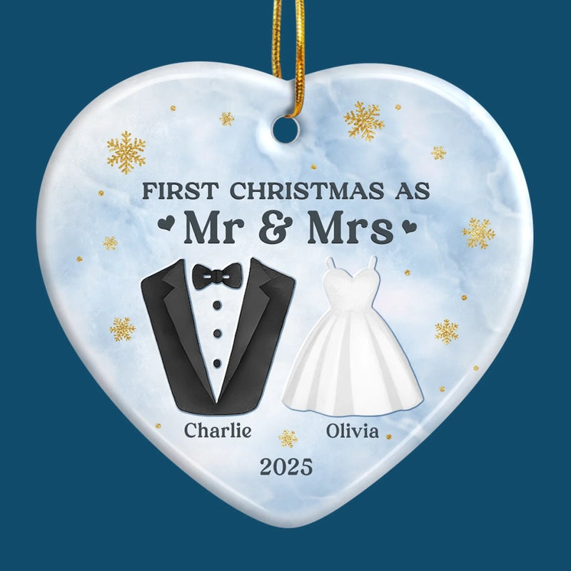 Custom Ceramic Ornament - Personalized Anniversary Christmas Wedding Gifts For Husband And Wife, Him And Her - Our First Chapter As One