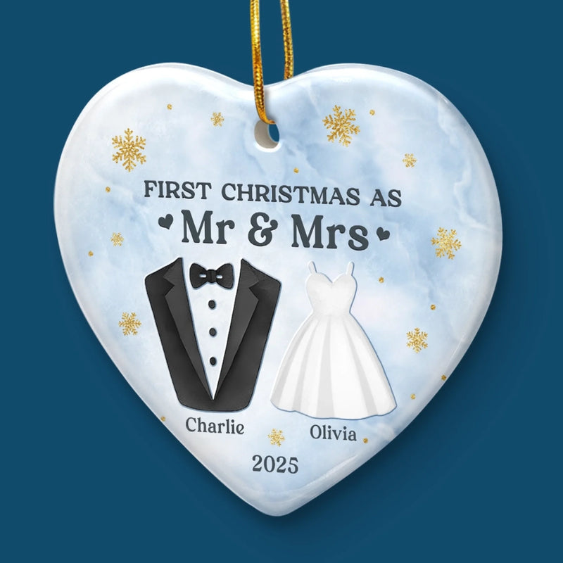 Custom Ceramic Ornament - Personalized Anniversary Christmas Wedding Gifts For Husband And Wife, Him And Her - Our First Chapter As One