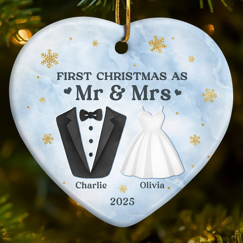 Custom Ceramic Ornament - Personalized Anniversary Christmas Wedding Gifts For Husband And Wife, Him And Her - Our First Chapter As One