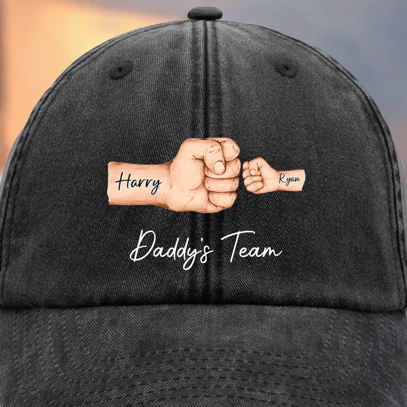Custom Vintage Washed Denim Baseball Cap - Personalized Birthday Gifts For Dad, Grandpa - Built On Love And Strength
