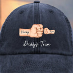 Custom Name Daddy's Team Gifts for Dads - Personalized Washed Baseball Cap