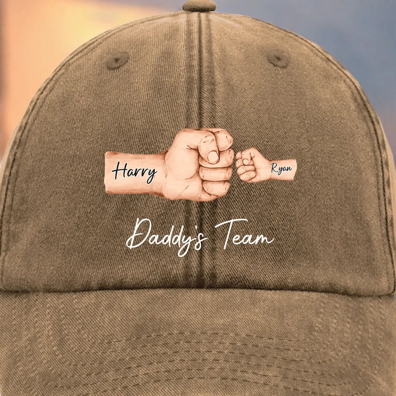 Custom Vintage Washed Denim Baseball Cap - Personalized Birthday Gifts For Dad, Grandpa - Built On Love And Strength
