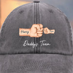 Custom Name Daddy's Team Gifts for Dads - Personalized Washed Baseball Cap