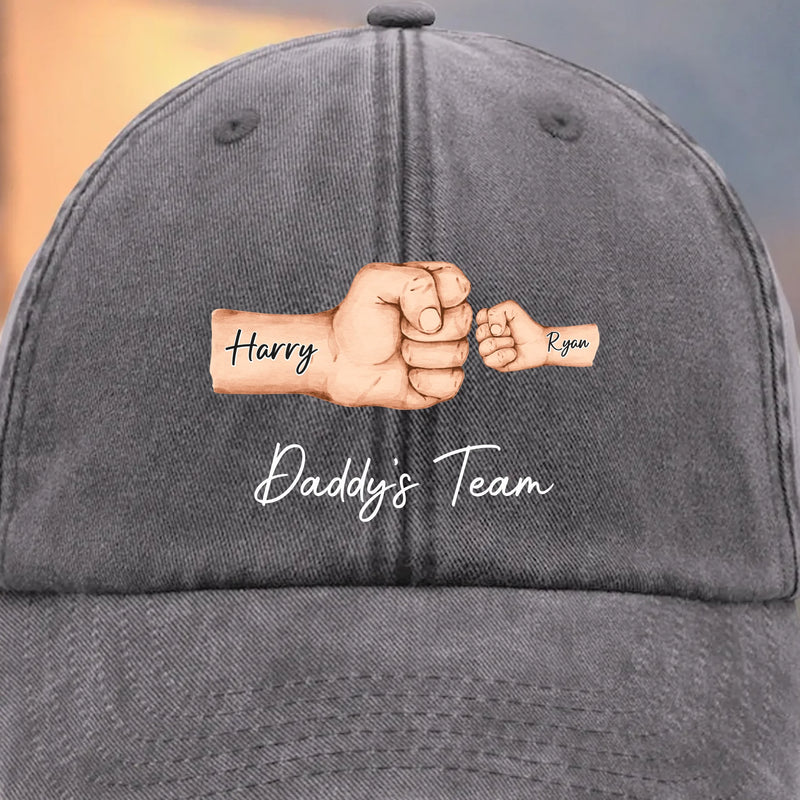 Custom Vintage Washed Denim Baseball Cap - Personalized Birthday Gifts For Dad, Grandpa - Built On Love And Strength