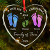 Custom Heart Glass Ornament - Personalized Christmas Birthday Gifts For Mom, Dad, Kids - Our First Christmas Together