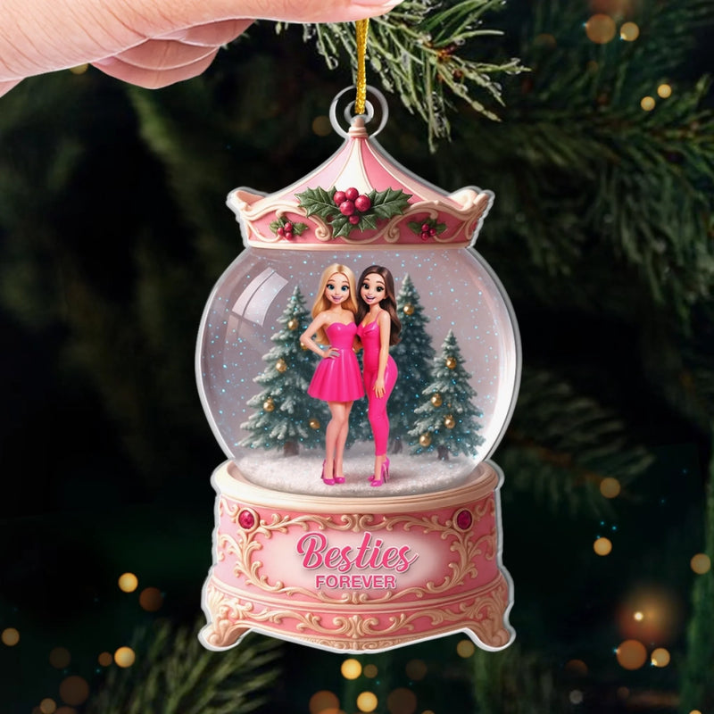 Custom Photo Acrylic Ornament - Personalized Christmas Best Friend Birthday Gifts For Women, Besties, Sisters, BFF - Snowy Days, Endless Friendship
