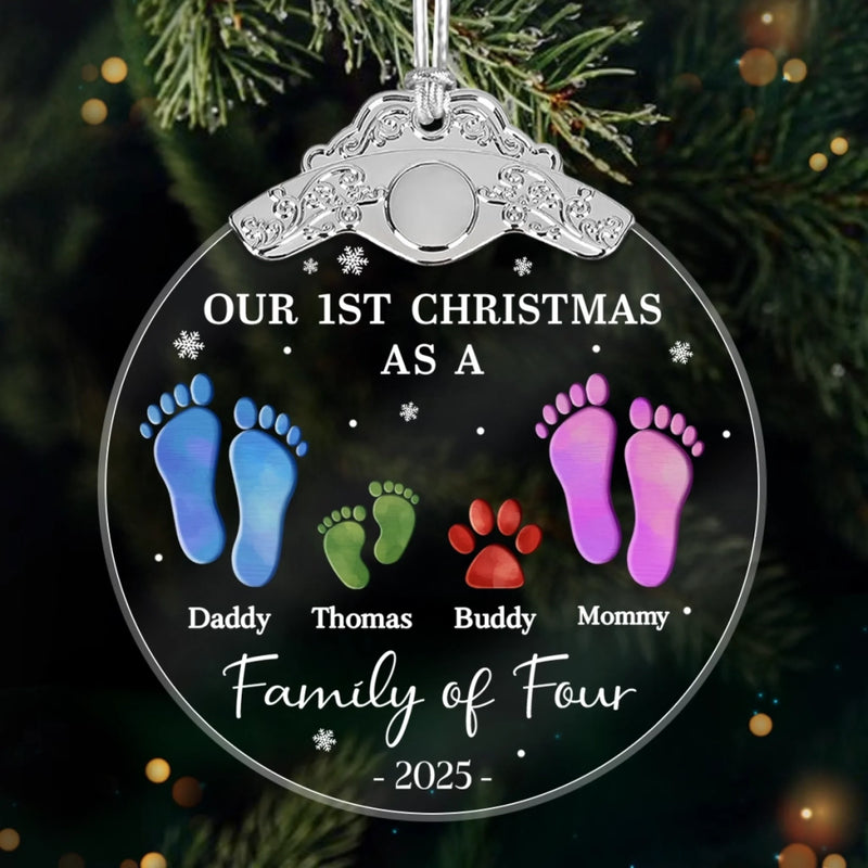 Custom Glass Ornament - Personalized Christmas Birthday Gifts For Mom, Dad, Kids - First Christmas, Full House