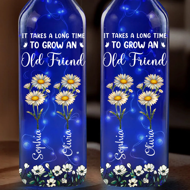 Custom Blue Bottle Lamp - Personalized Best Friend Birthday Gifts For Women, Besties, Sisters, BFF - A Light For Lifelong Friends