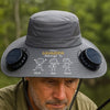 Custom Hat With Fans Solar Power - Personalized Birthday Fishing Gifts For Fisherman, Dad, Grandpa - Grandpa Belongs To Kids