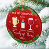 Custom Ceramic Ornament - Personalized Christmas Birthday Gifts For Mom, Dad, Kids - Our First Christmas As A Family