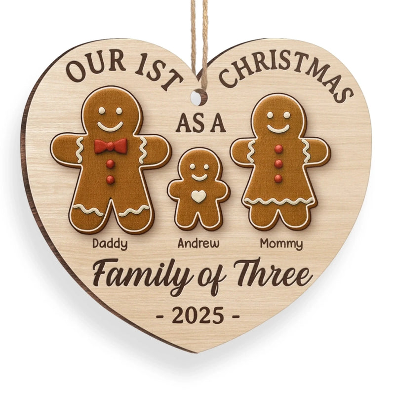 Custom Wood Ornament - Personalized Christmas Birthday Gifts For Mom, Dad, Kids - Celebrating Our First Christmas Together