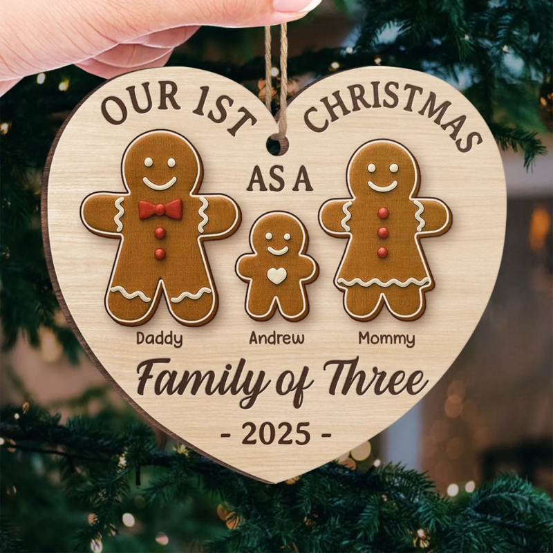 Custom Wood Ornament - Personalized Christmas Birthday Gifts For Mom, Dad, Kids - Celebrating Our First Christmas Together