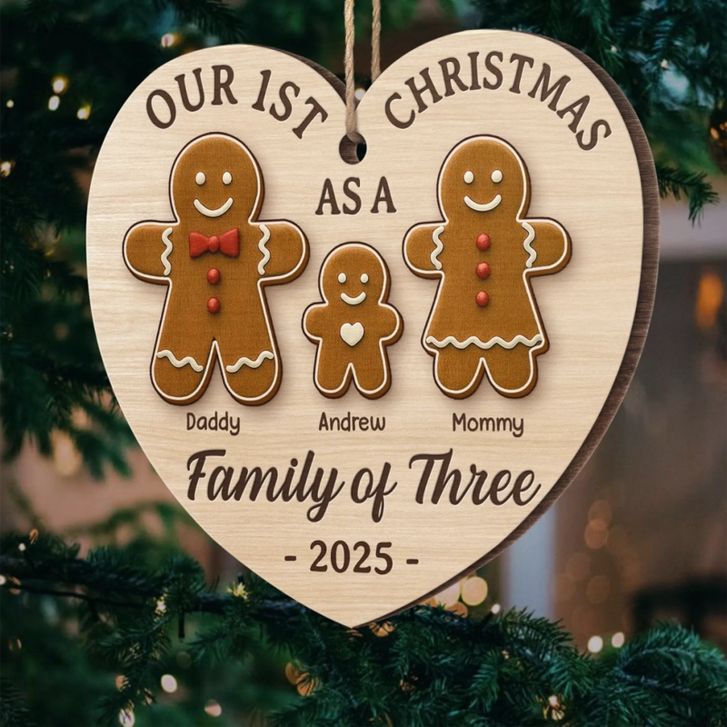 Custom Wood Ornament - Personalized Christmas Birthday Gifts For Mom, Dad, Kids - Celebrating Our First Christmas Together