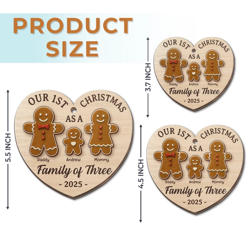 Custom Wood Ornament - Personalized Christmas Birthday Gifts For Mom, Dad, Kids - Celebrating Our First Christmas Together