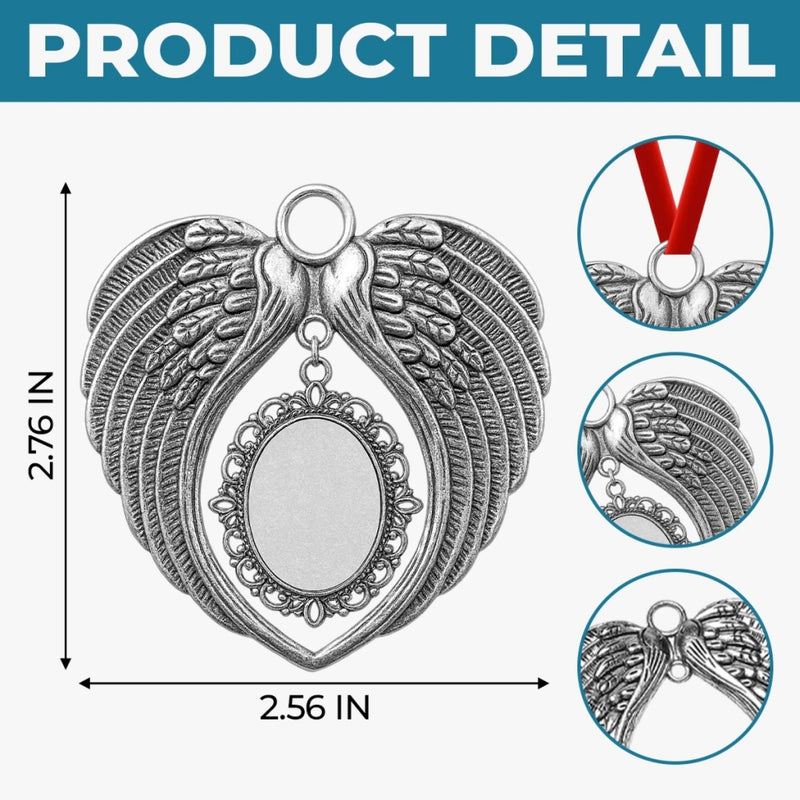 Custom Photo Metal Angel Wings Ornament - Personalized Memorial Sympathy Gifts For Loss Of Mom, Dad - Forever In Our Hearts
