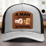Custom Name Man and His Cat Gifts - Personalized Custom Shaped Leather Patch Cap
