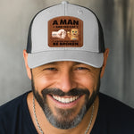 Custom Name Man and His Cat Gifts - Personalized Custom Shaped Leather Patch Cap