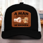 Custom Name Man and His Cat Gifts - Personalized Custom Shaped Leather Patch Cap