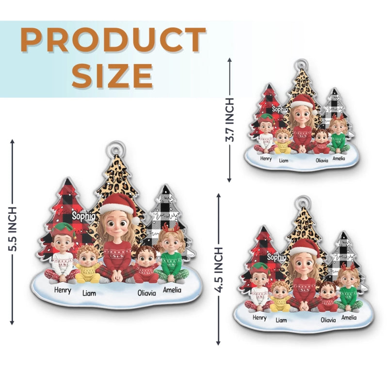 Custom Acrylic Ornament - Personalized Christmas Birthday Gifts For Mom, Grandma - Christmas Joy With The Kids