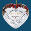 Custom Ceramic Ornament - Personalized Anniversary Christmas Wedding Gifts For Husband And Wife, Him And Her -  Forever Begins This Christmas