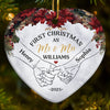 Custom Ceramic Ornament - Personalized Anniversary Christmas Wedding Gifts For Husband And Wife, Him And Her -  Forever Begins This Christmas