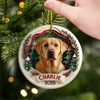 Custom Photo Ceramic Ornament - Personalized Pet Memorial Sympathy Gifts For Dogs, Cats - Forever In My Heart