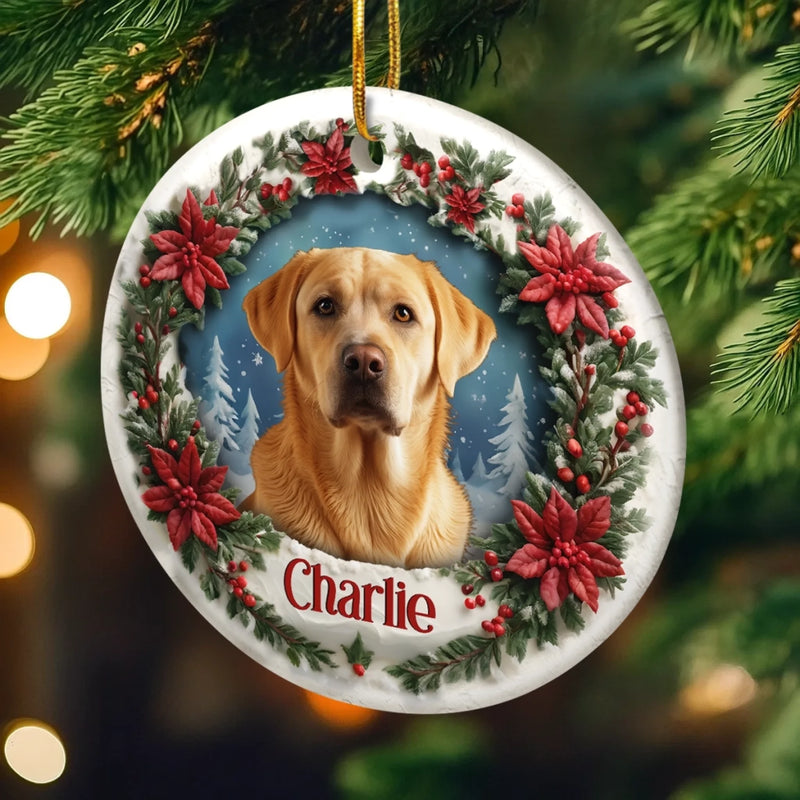 Custom Photo Ceramic Ornament - Personalized Pet Memorial Sympathy Gifts For Dogs, Cats - Forever Loved Never Forgotten