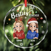 Custom Circle Glass Ornament - Personalized Christmas Best Friend Birthday Gifts For Women, Besties, Sisters, BFF - Friendship Is The Gift That Lasts