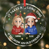 Custom Circle Glass Ornament - Personalized Christmas Best Friend Birthday Gifts For Women, Besties, Sisters, BFF - Friendship Is The Gift That Lasts