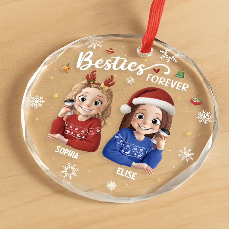 Custom Name Christmas Best Friend Gifts - Personalized Glass Ornament