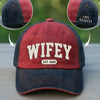 Custom Embroidered Effect Washed Denim Baseball Cap - Personalized Anniversary Wedding Gifts For Husband And Wife, Him And Her - Married Life, Best Life