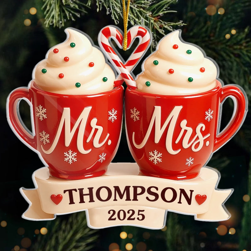 Custom Acrylic Ornament - Personalized Anniversary Christmas Wedding Gifts For Husband And Wife, Him And Her - Toasting Love This Christmas