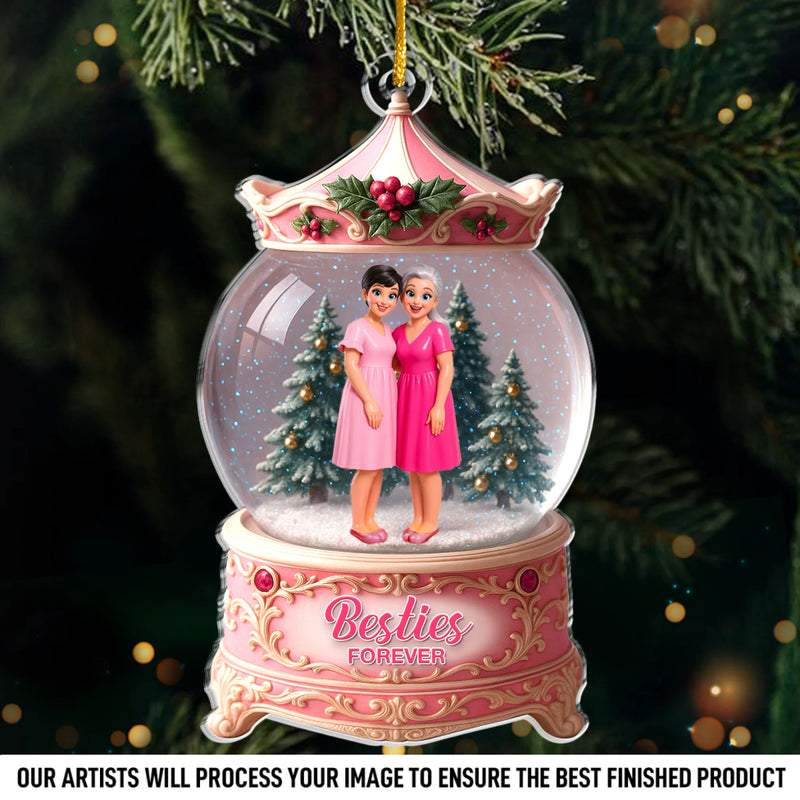 Custom Photo Acrylic Ornament - Personalized Christmas Best Friend Birthday Gifts For Women, Besties, Sisters, BFF - Snowy Days, Endless Friendship