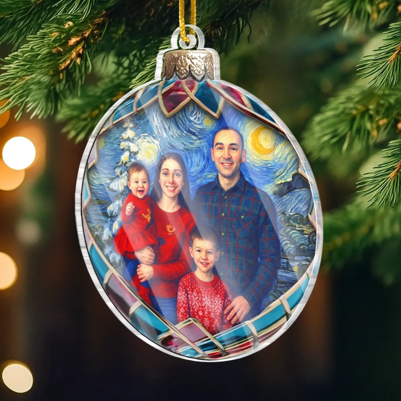 Custom Photo Acrylic Ornament - Personalized Christmas Birthday Gifts For Mom, Dad, Kids - Our Starry Christmas